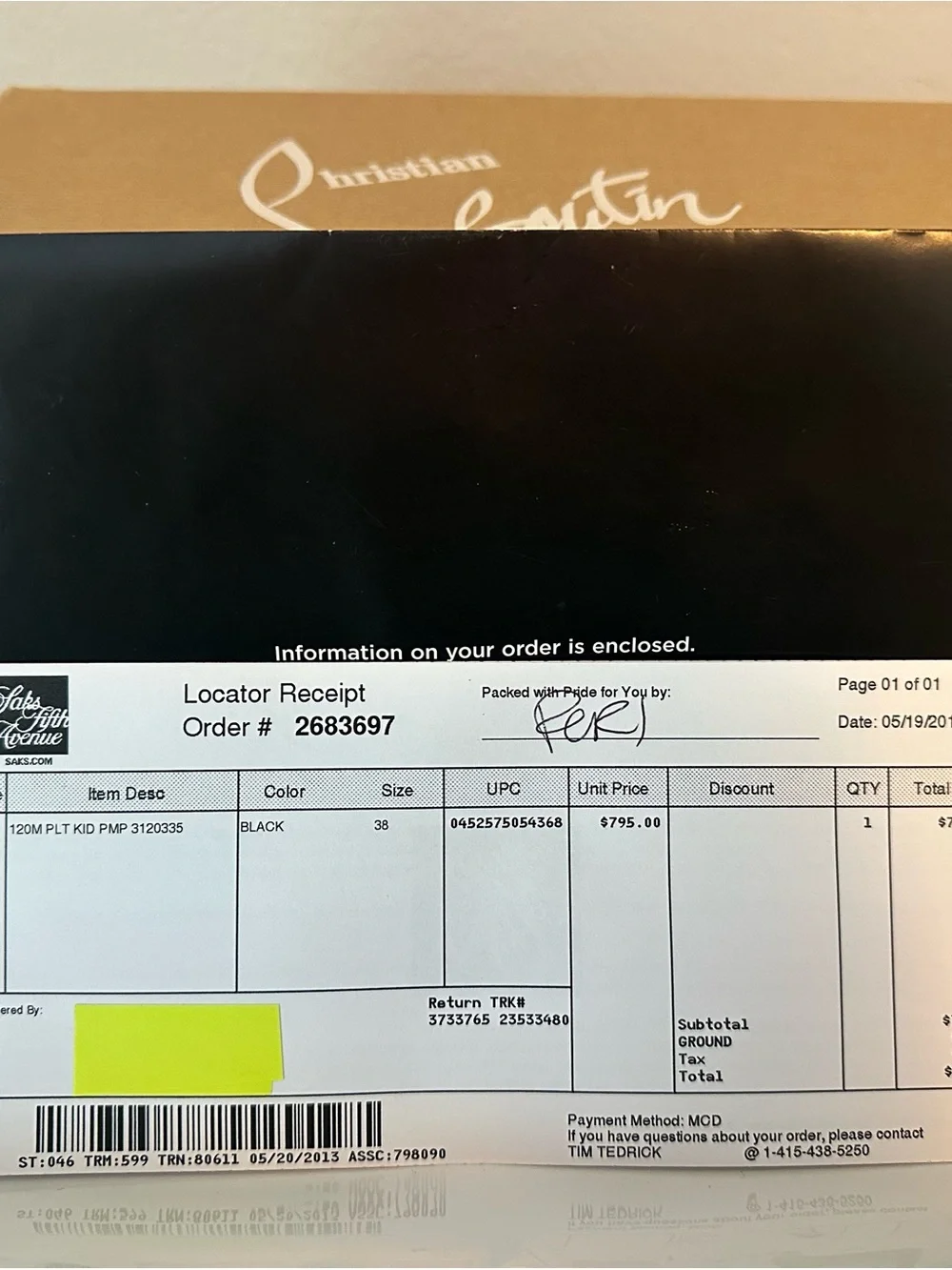 Christian Louboutin Filo 120 Black Leather Platform Pump